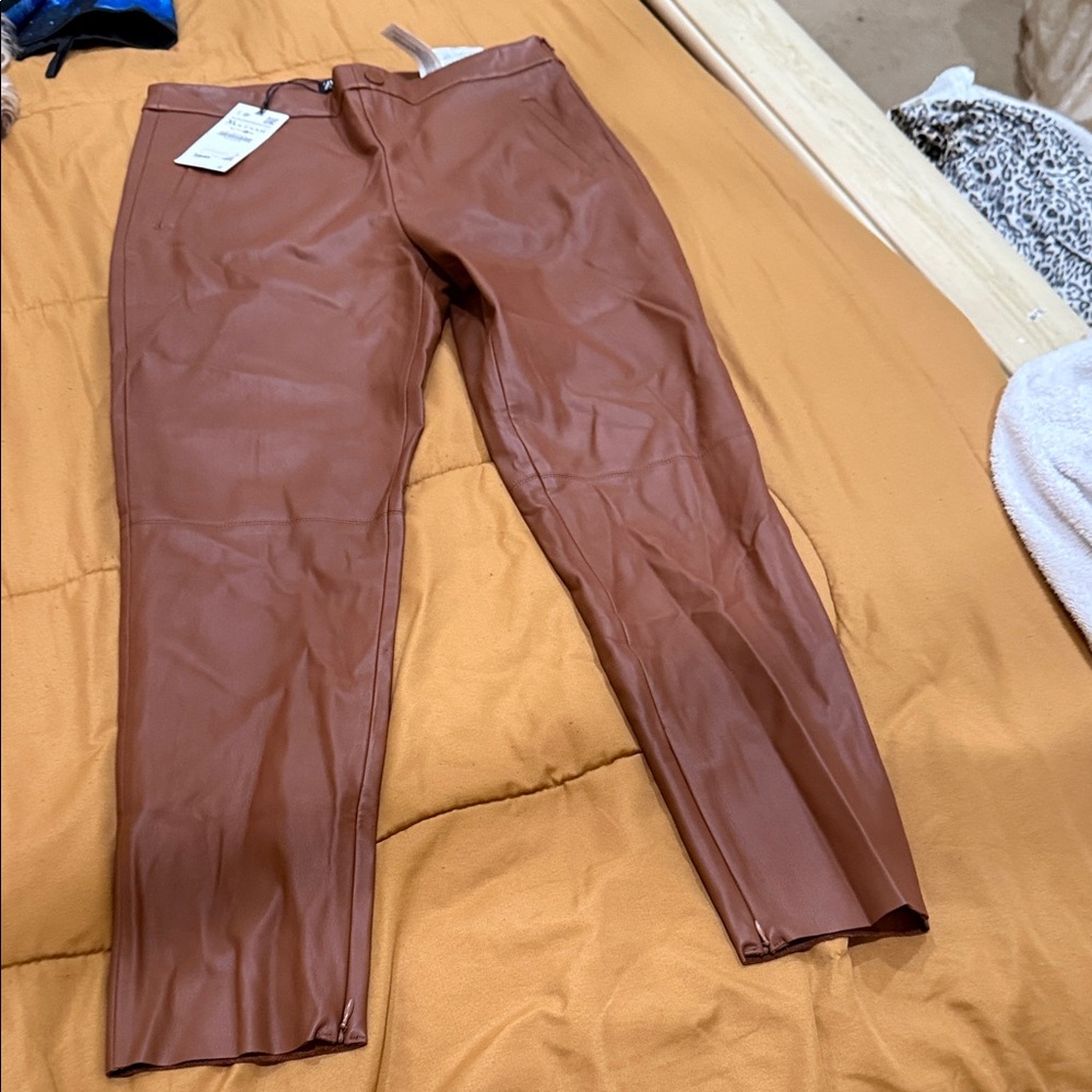 Zara Tan Leather Pants